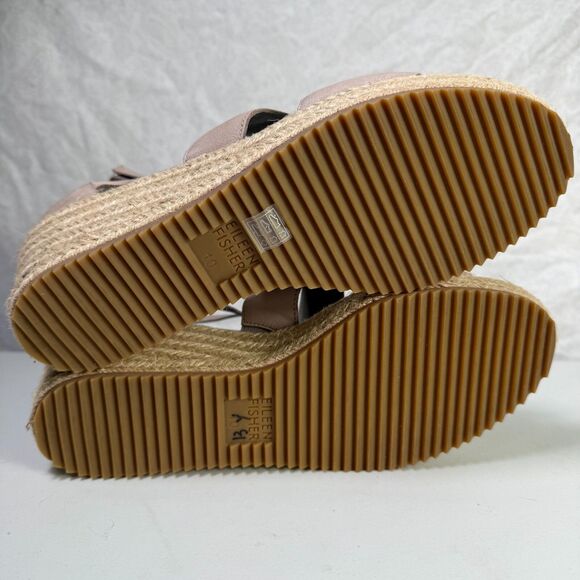 Eileen Fisher Wali Pink Tumbled Leather Wedge Espadrilles Sandals NWOT W Sz 10 - Picture 10 of 10